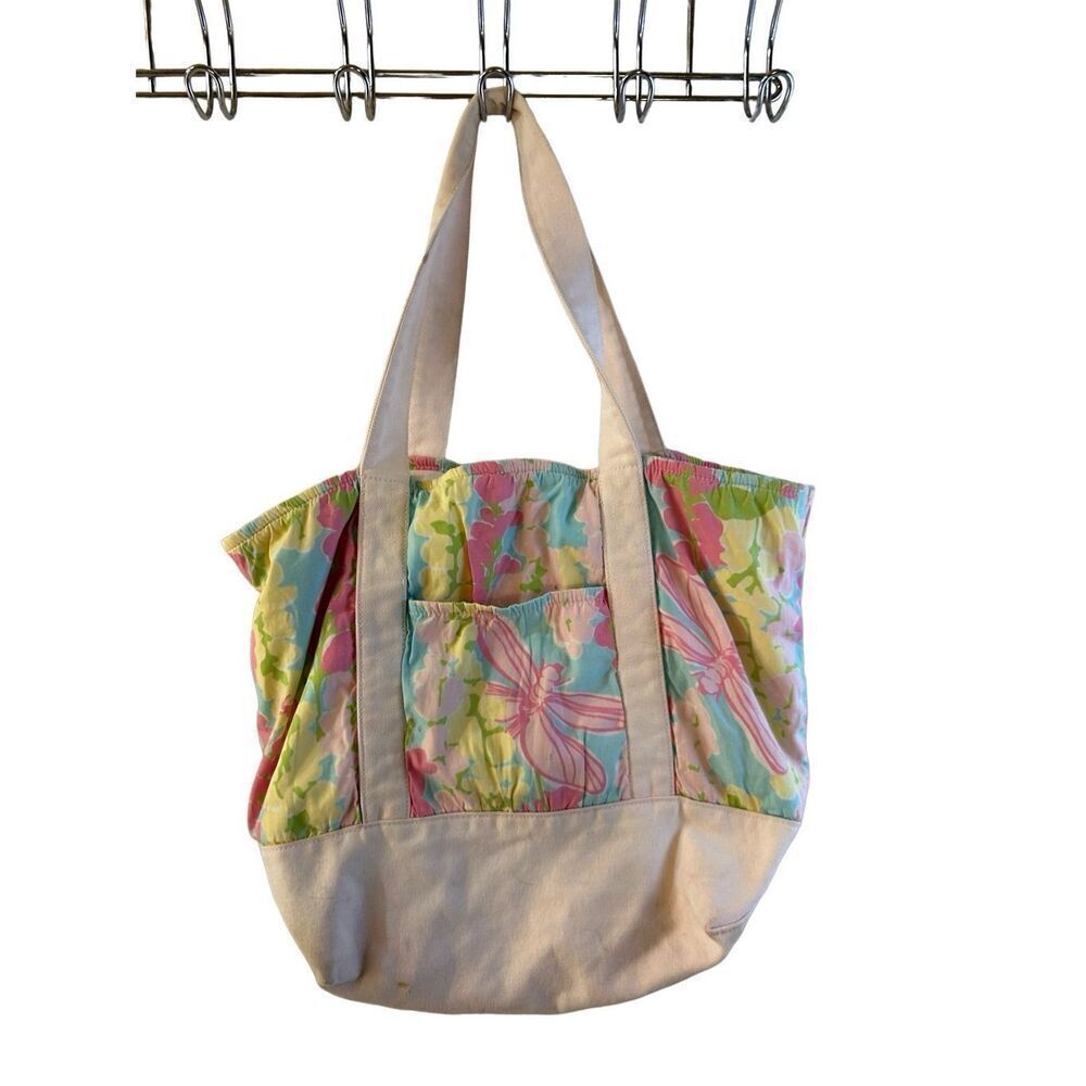Lilly Pulitzer Dragon Fly tote bag Faded Pink 16.5"x14"‎
